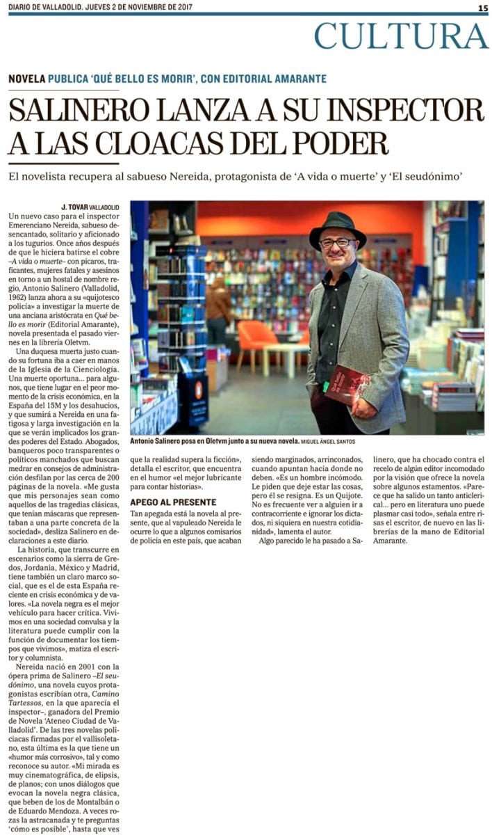 Editorial Amarante - Diario de Valladolid - Antonio Salinero - Que bello es morir