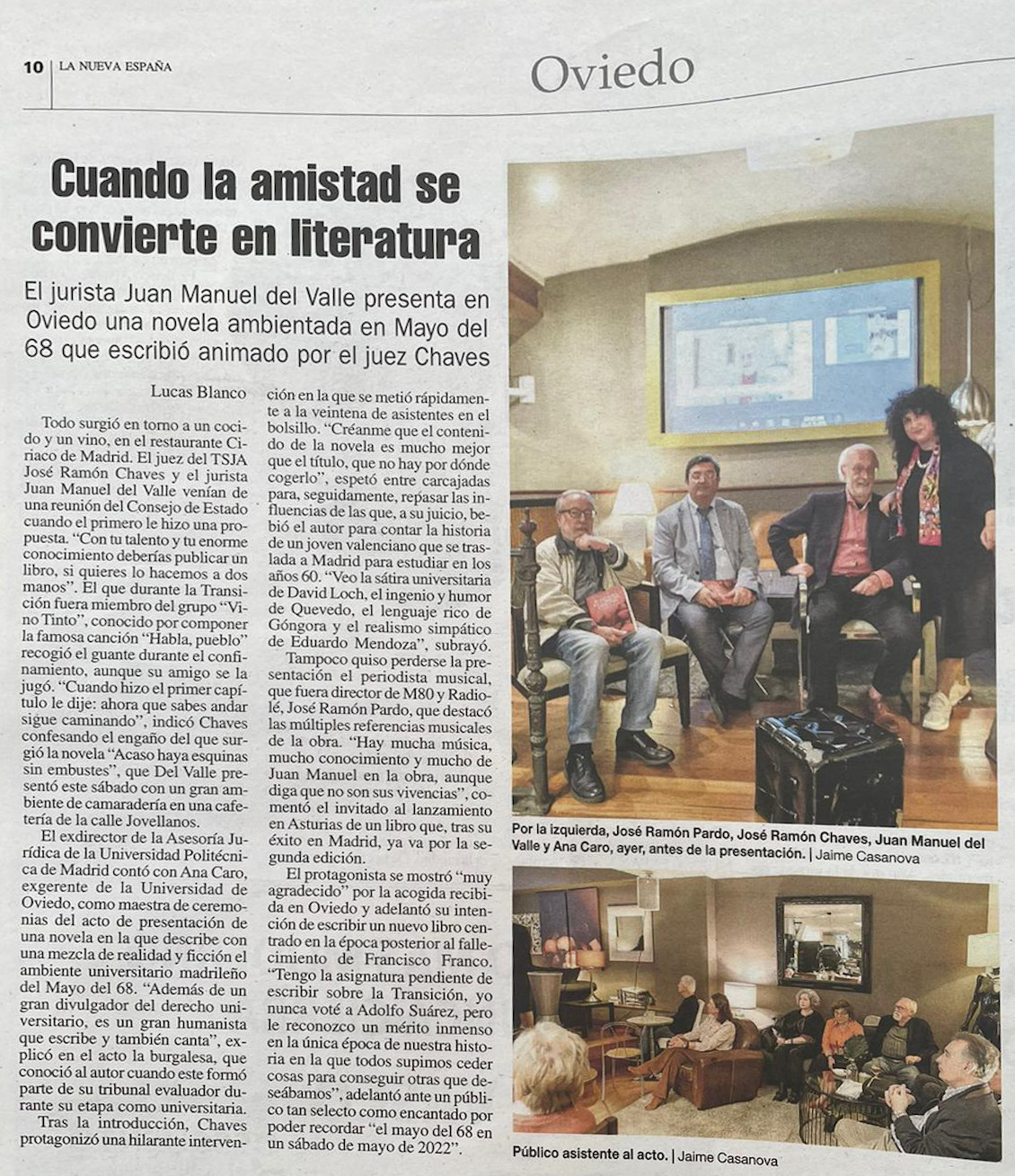 La Nueva España - Periódico - Presentación de la novela - Oviedo